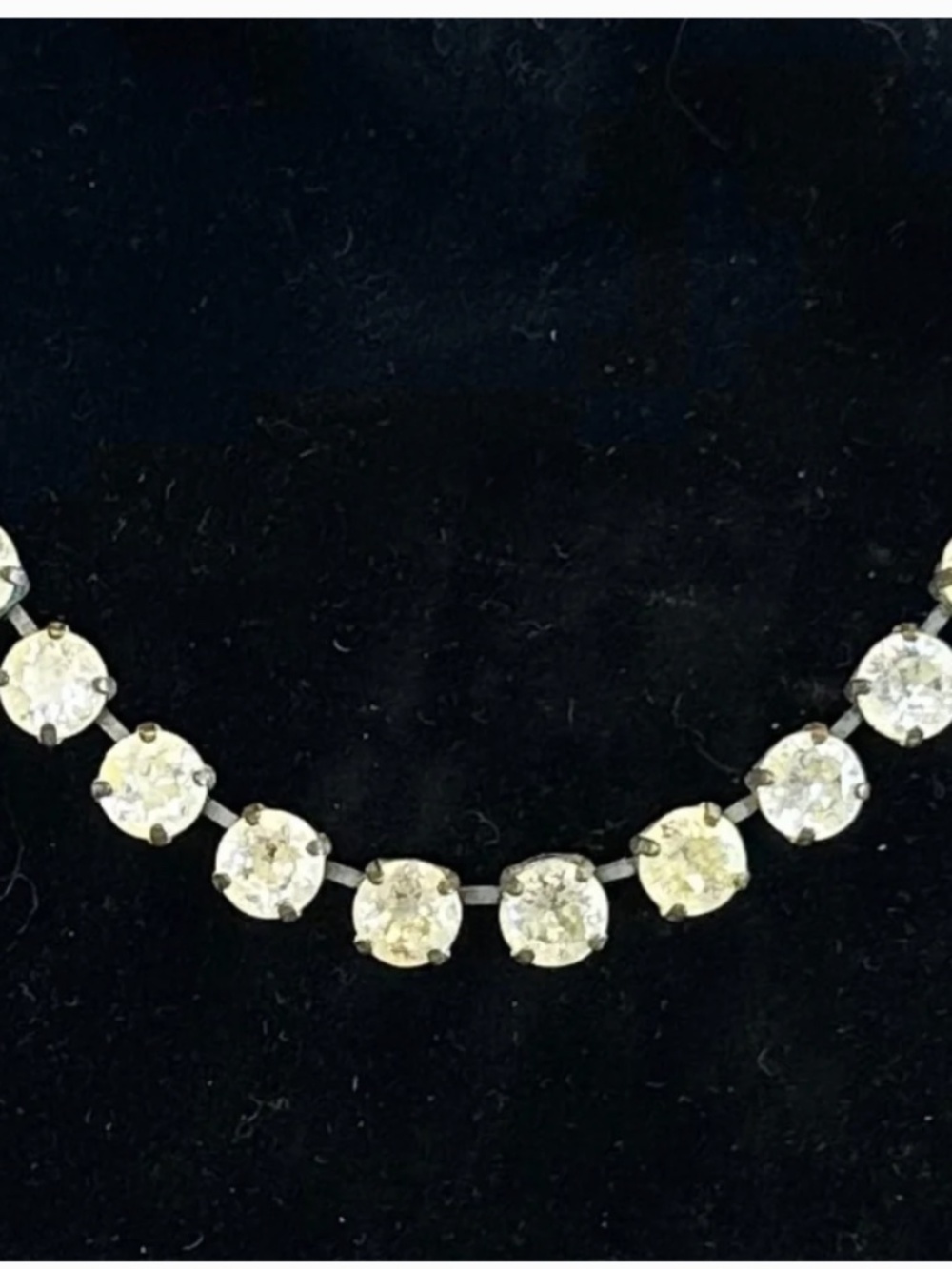 TOVA Vintage Inspired Crystal Necklace w/ Yellow Patina Wash in Brass - Picture 3 of 11